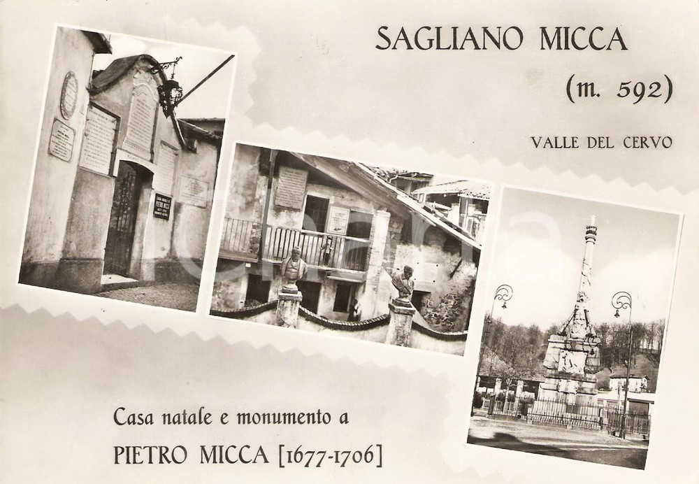 Cartolina originale da collezione 1961 SAGLIANO MICCA BI Vedutine Casa natale di Pietro MICCA Cartolina FG NV 1