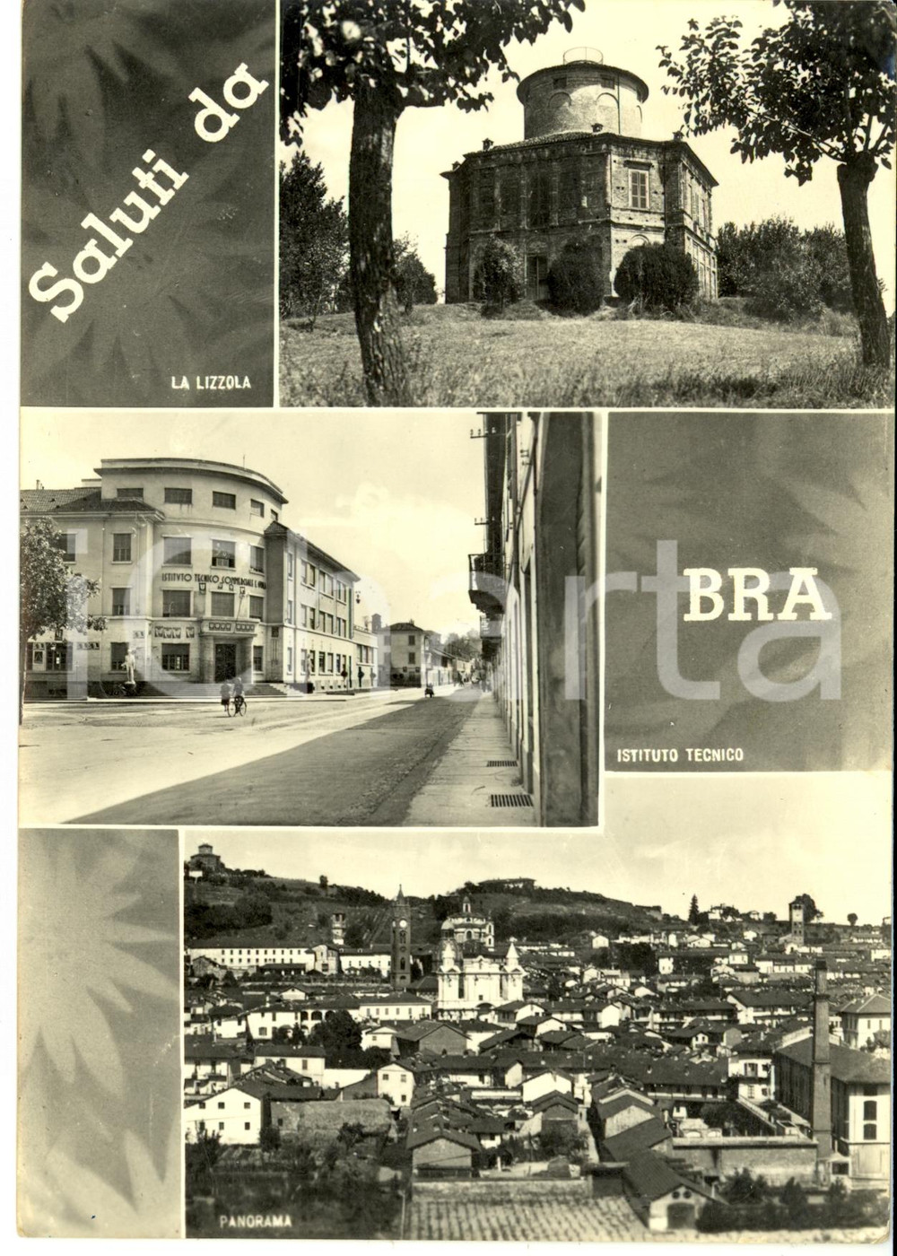 Cartolina originale da collezione 1957 BRA (CN) Vedutine Istituto Tecnico *Cartolina postale FG VG 1