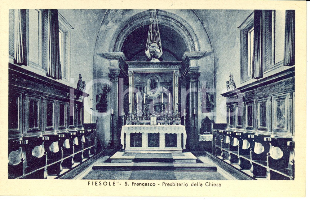 Cartolina originale da collezione 1930 ca FIESOLE FI Presbiterio Chiesa convento S.FRANCESCO Cartolina FP NV 1