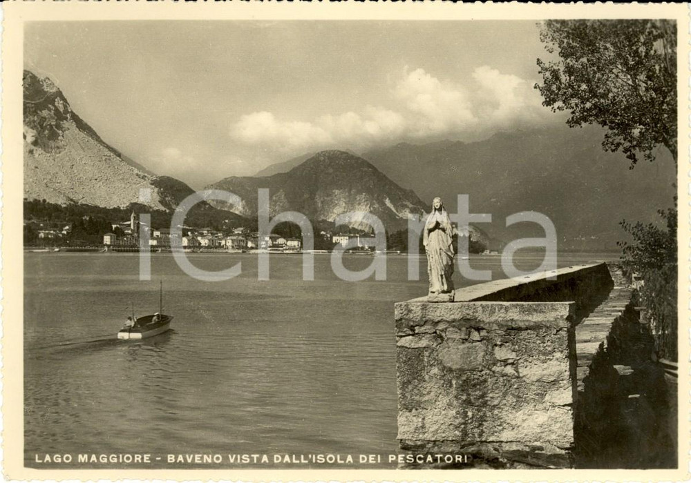 Cartolina originale da collezione 1950 ca LAGO MAGGIORE (VB) BAVENO visto da Isola dei PESCATORI *Cartolina FG NV 1