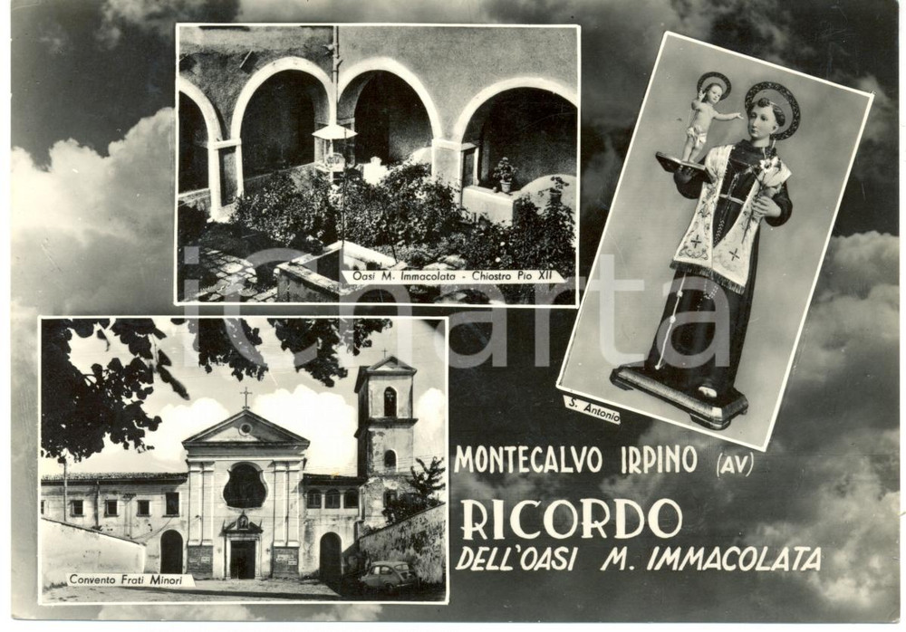 Cartolina originale da collezione 1964 MONTECALVO IRPINO Vedutine Oasi MARIA IMMACOLATA Convento SANT'ANTONIO *FG 1