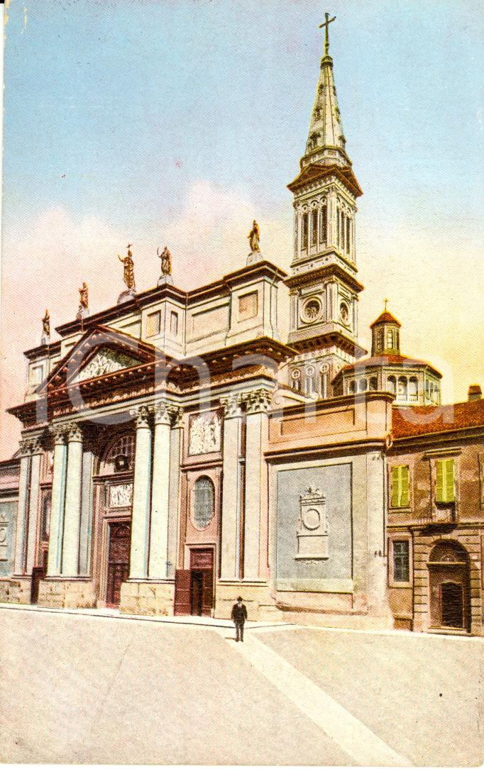 Cartolina originale da collezione 1930 ca ALESSANDRIA Cattedrale Santi PIETRO e MARCO con campanile ANIMATA FP NV 1