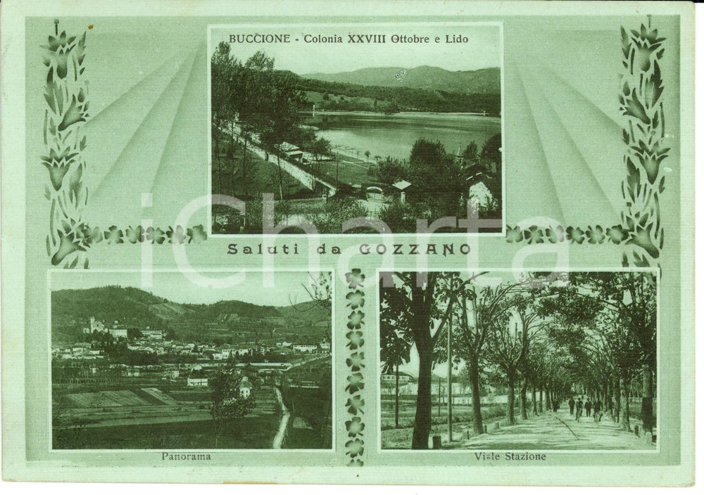 Cartolina originale da collezione 1941 GOZZANO (NO) Vedutine con colonia XXVIII Ottobre BUCCIONE *Cartolina FG VG 1