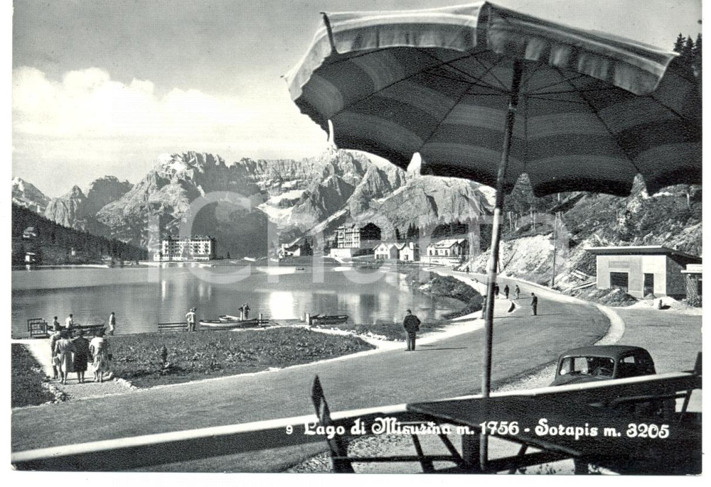 Cartolina originale da collezione 1962 AURONZO DI CADORE (BL) Barche sul lago di MISURINA e SORAPIS *ANIMATA FG VG 1