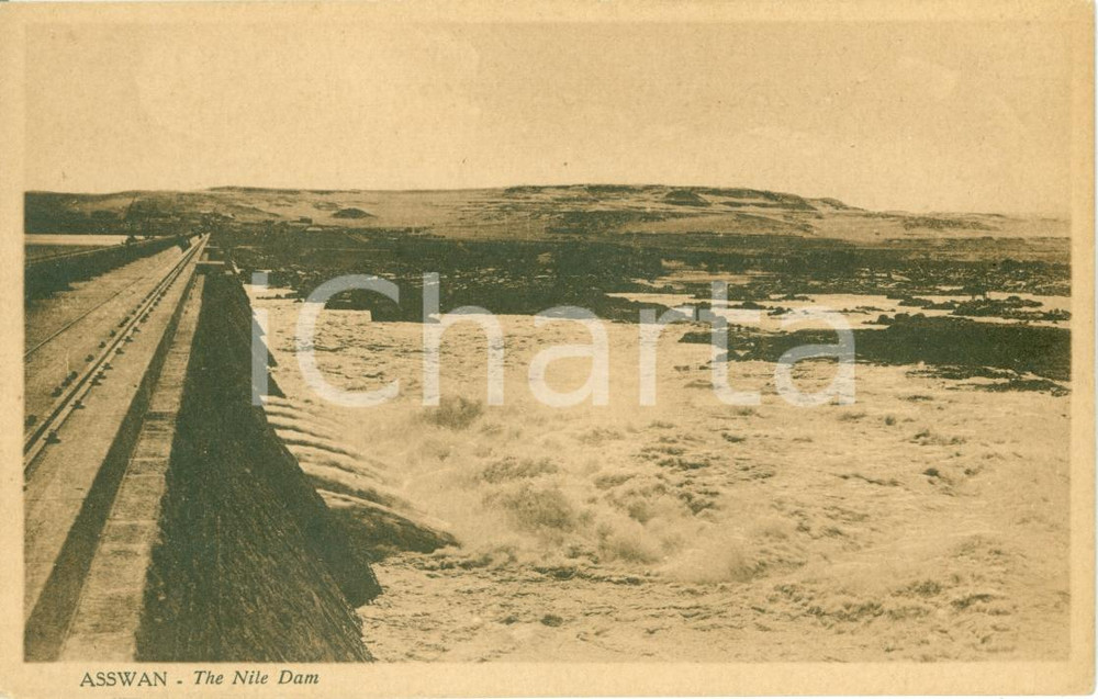 Cartolina originale da collezione 1930 ca ASSUAN (EGITTO) La diga per il NILO *Cartolina FP NV 1