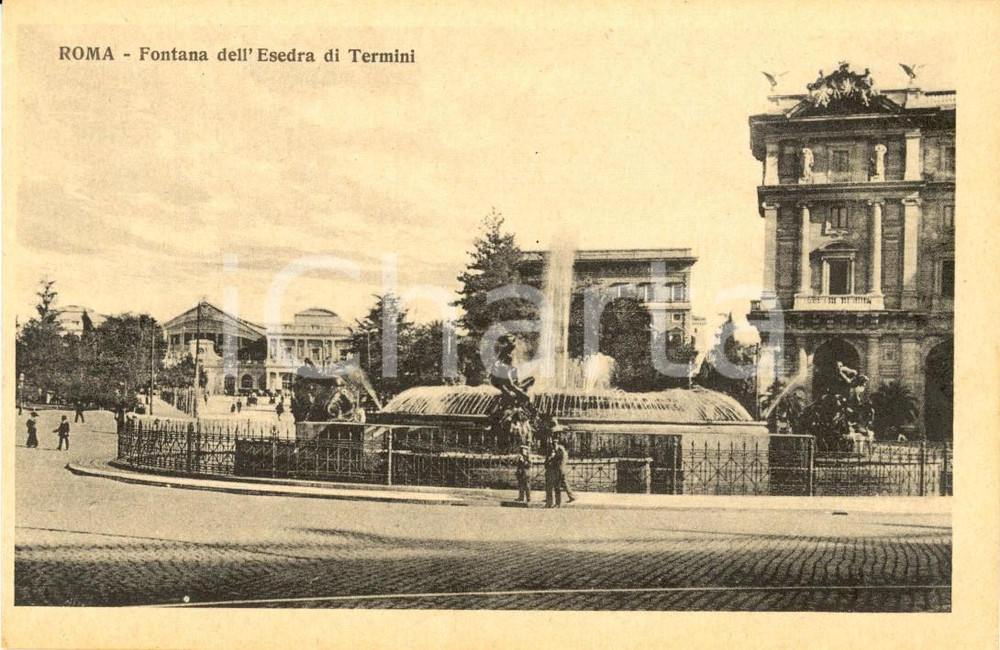 Cartolina originale da collezione 1930 ca ROMA Fontana dell ESEDRA di TERMINI Cartolina ANIMATA FP NV 1