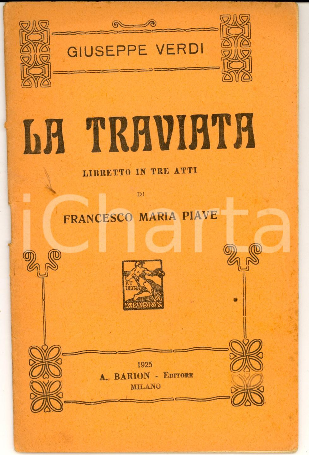 Oggetto da collezione cartaceo 1925 Giuseppe VERDI La Traviata - Melodramma *Libretto Ed. BARION MILANO 1