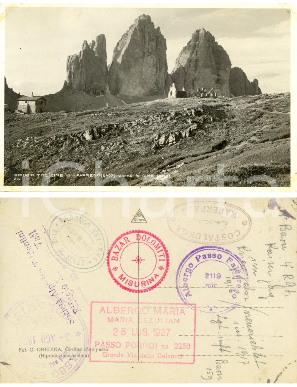 Cartolina originale da collezione 1927 BELLUNO Veduta Rifugio TRE CIME DI LAVAREDO verso le cime Cartolina FP NV 1