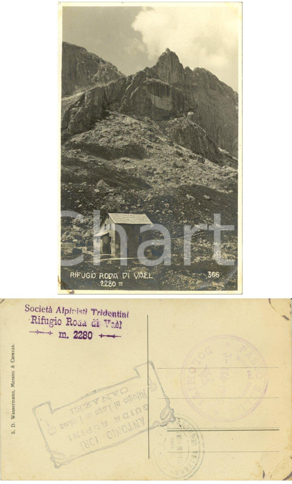 Cartolina originale da collezione 1927 VIGO DI FASSA (TN) Gruppo CATINACCIO Veduta rifugio RODA di VAEL *FP NV 1