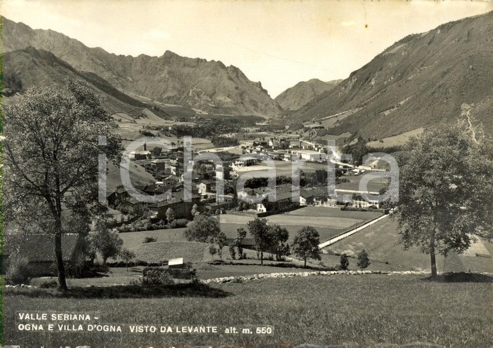 Cartolina originale da collezione 1953 VALLE SERIANA (BG) OGNA e VILLA D'OGNA visti da levante *Cartolina FG VG 1