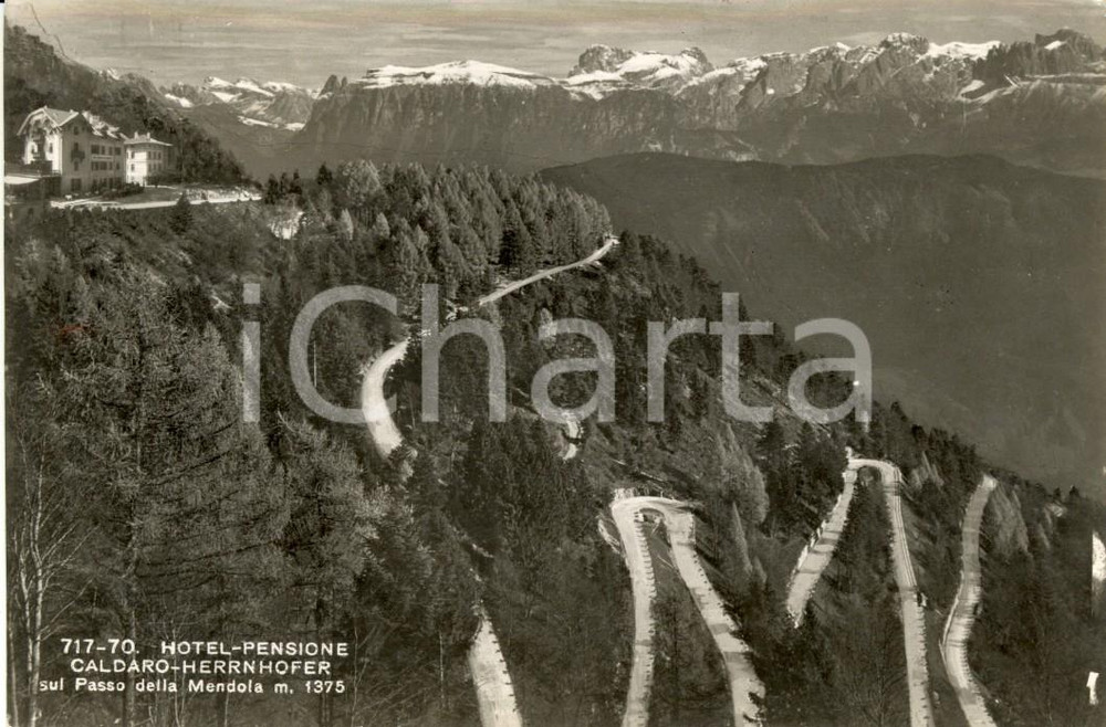 Cartolina originale da collezione 1957 PASSO MENDOLA (BZ) Veduta Hotel CALDARO e strada per il passo *Cartolina VG 1