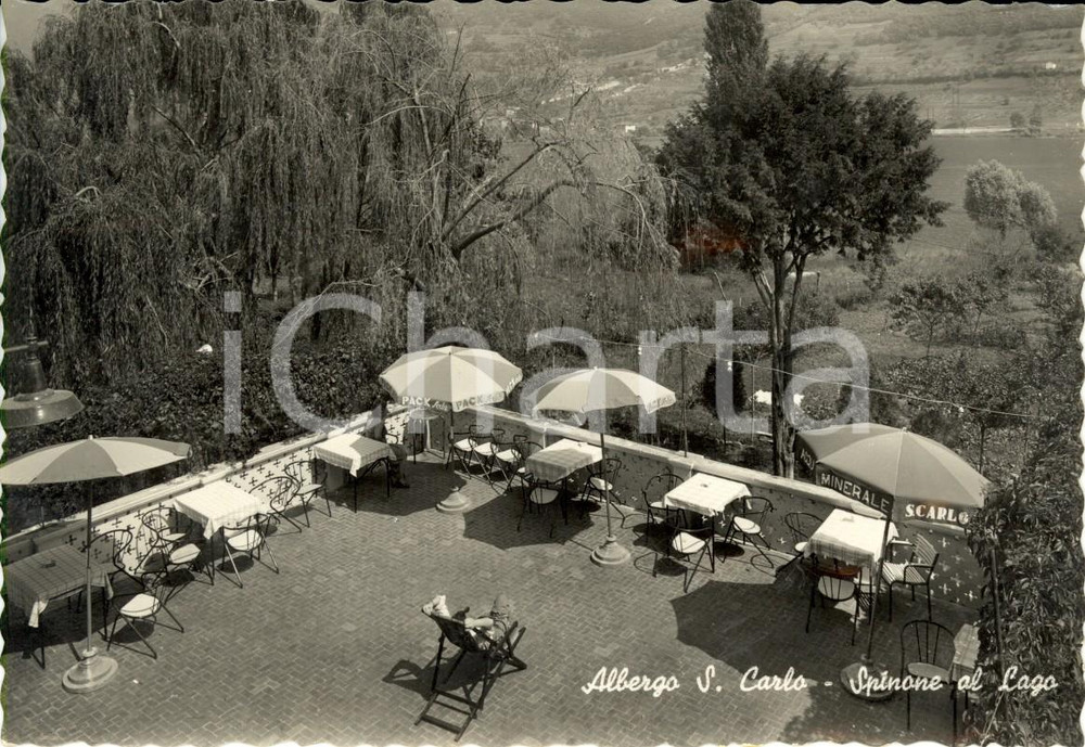 Cartolina originale da collezione 1954 SPINONE AL LAGO (BG) Terrazza Albergo SAN CARLO *Cartolina postale FG VG 1
