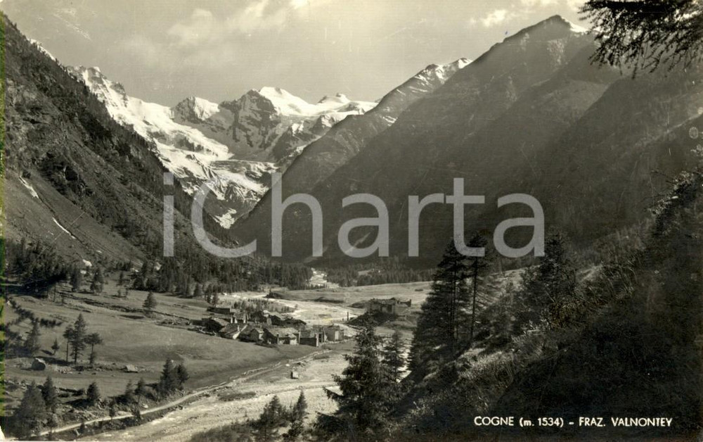 Cartolina originale da collezione 1950 ca COGNE (AO) Veduta della frazione VALNONTEY *Cartolina postale FP NV 1