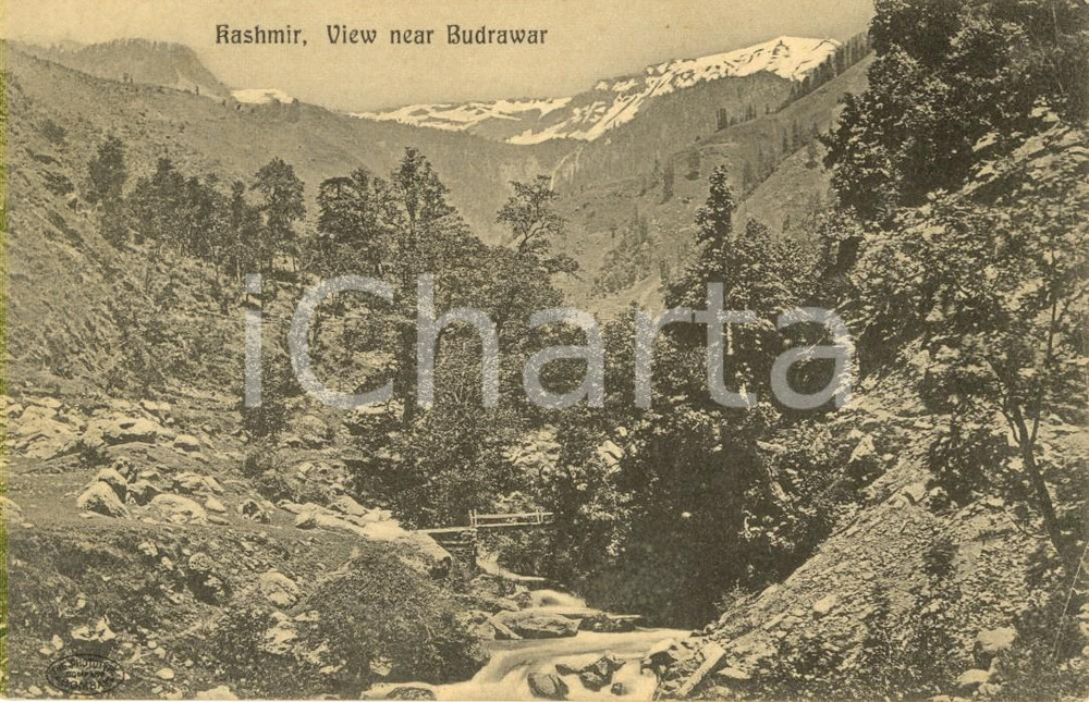 Cartolina originale da collezione 1920 ca KASHMIR (INDIA) Veduta dintorni di BUDRAWAR *Cartolina postale FP NV 1