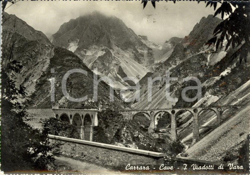 Cartolina originale da collezione 1958 CARRARA (MS) Veduta cave e viadotti di VARA *Cartolina postale FG VG 1