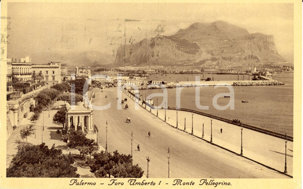 Cartolina originale da collezione 1938 PALERMO Veduta di FORO UMBERTO I e del MONTE PELLEGRINO *Cartolina FP VG 1