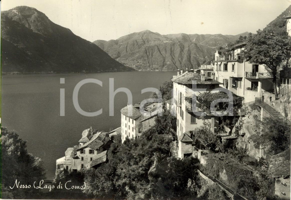 Cartolina originale da collezione 1958 NESSO (CO) Veduta del paese sul Lago di COMO *Cartolina postale FG VG 1