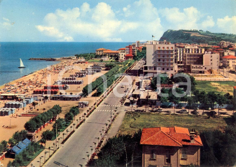 Cartolina originale da collezione 1968 PESARO Panorama con Monte ARDIZIO *Cartolina VINTAGE DANNEGGIATA FG VG 1