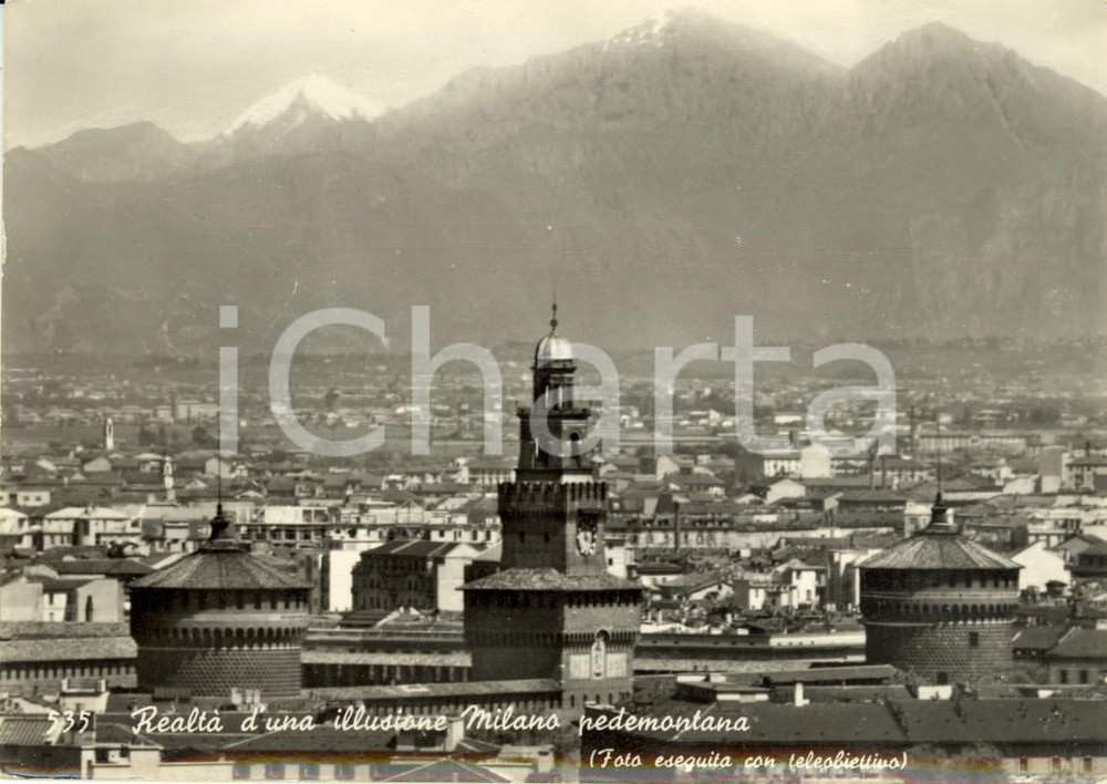 Cartolina originale da collezione 1954 MILANO Veduta panoramica cittÃ  con Castello SFORZESCO *Cartolina FG NV 1