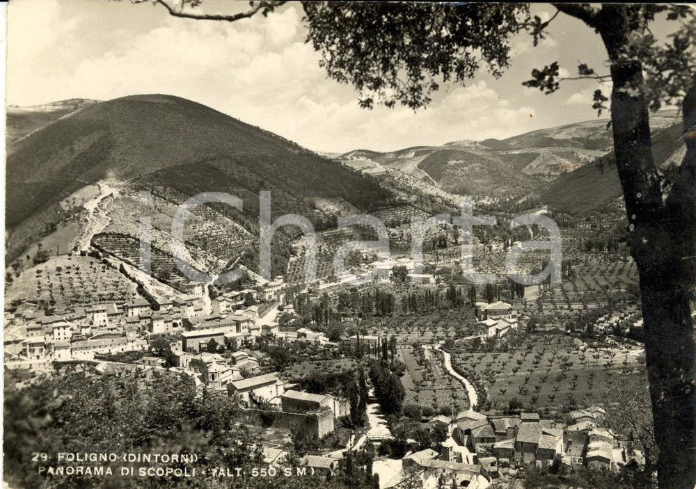 Cartolina originale da collezione 1950 ca FOLIGNO PG Panorama della frazione SCOPOLI Cartolina postale FG NV 1