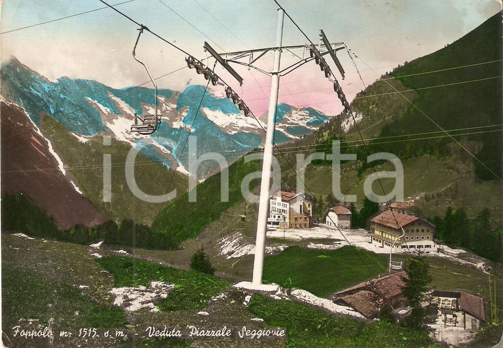 Cartolina originale da collezione 1952 FOPPOLO (BG) Veduta piazzale seggiovie *Cartolina FG NV 1