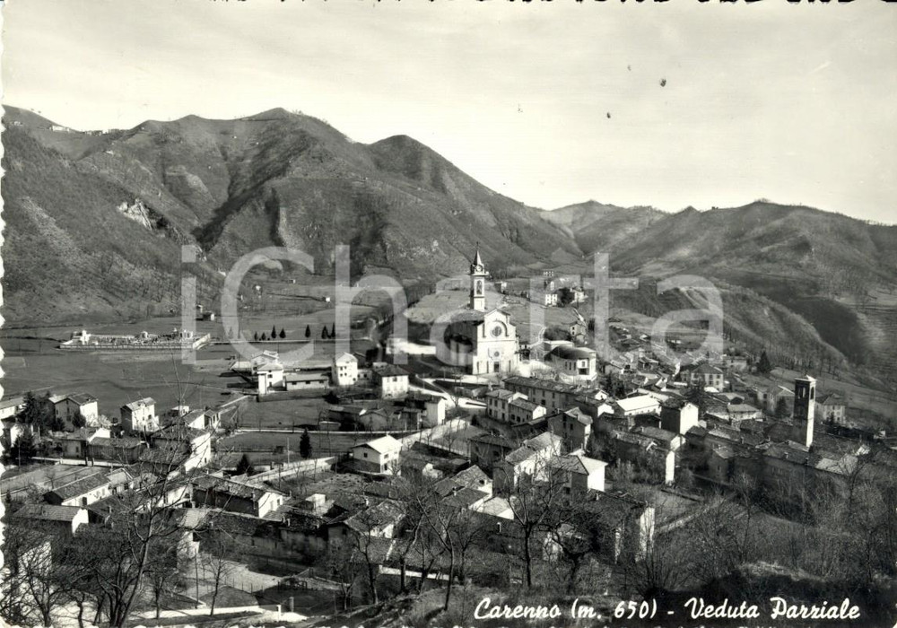 Cartolina originale da collezione 1958 CARENNO LC Veduta panoramica del paese Cartolina postale FG VG 1