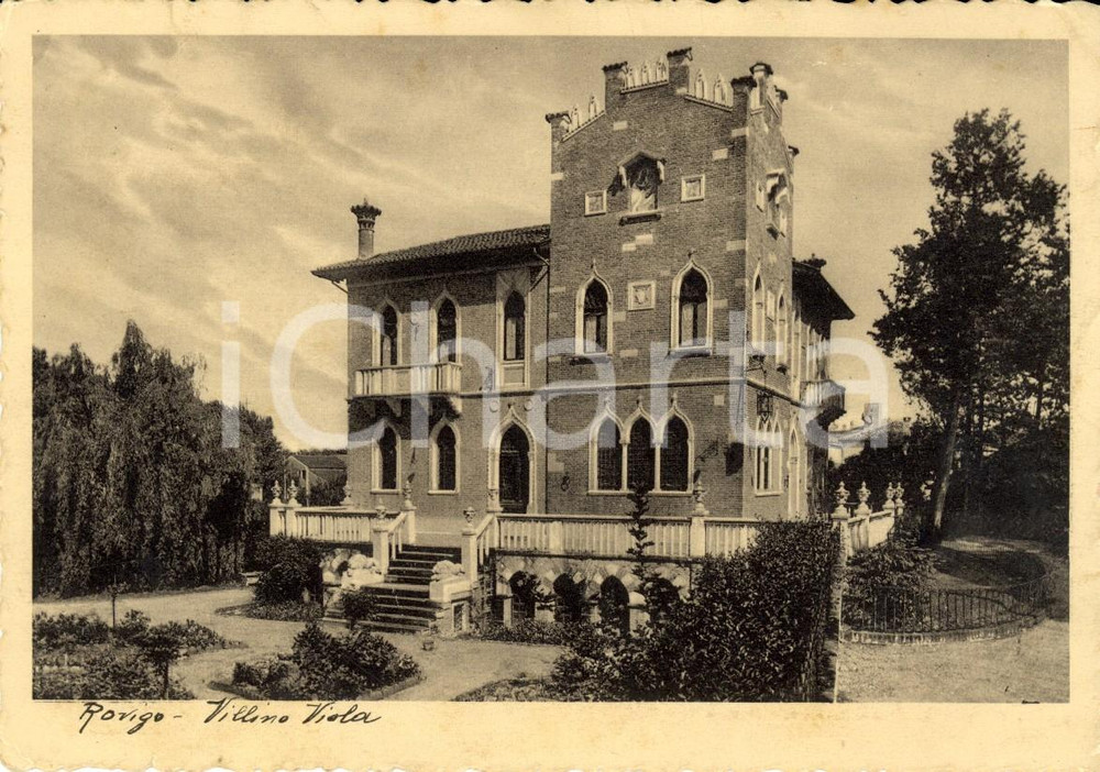 Cartolina originale da collezione 1935 ROVIGO Veduta di Villa VIOLA con giardino Cartolina postale FG VG 1