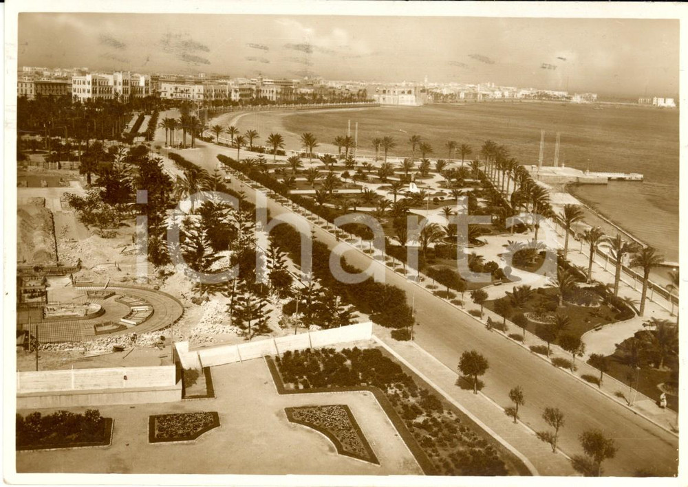 Cartolina originale da collezione 1939 TRIPOLI (LIBIA) Veduta panoramica giardini sul lungomare *Cartolina FG VG 1