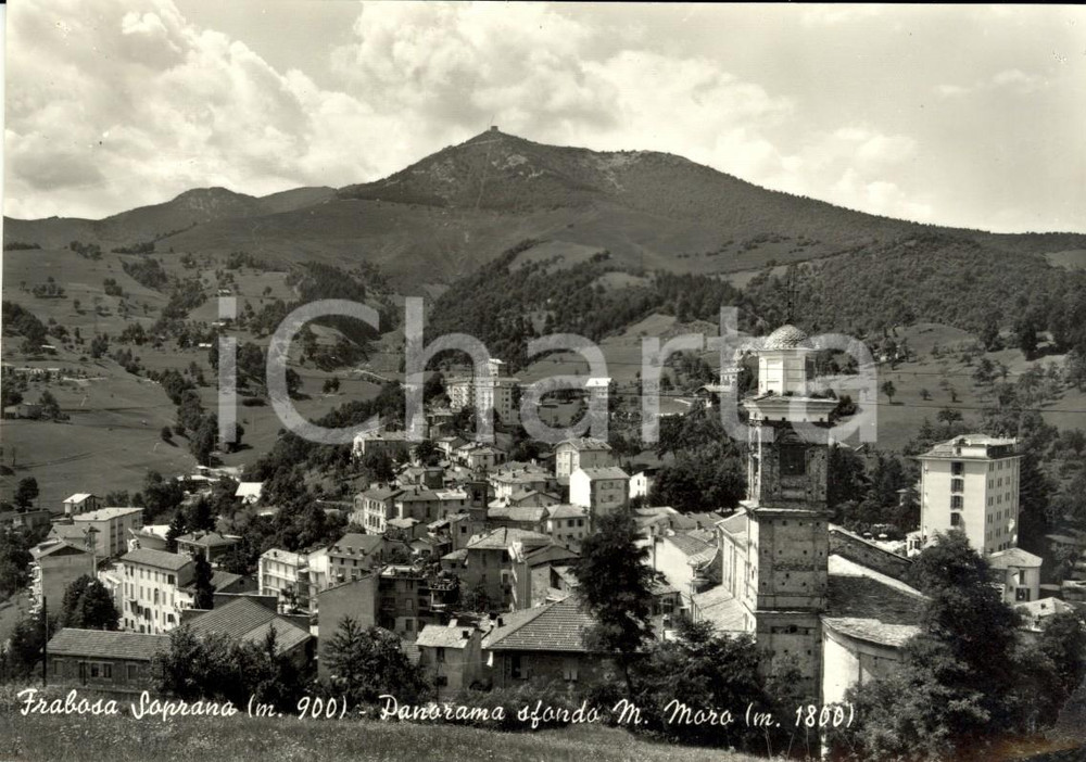 Cartolina originale da collezione 1960 ca FRABOSA SOPRANA CN Panorama paese con sfondo Monte MORO Cartolina VG 1
