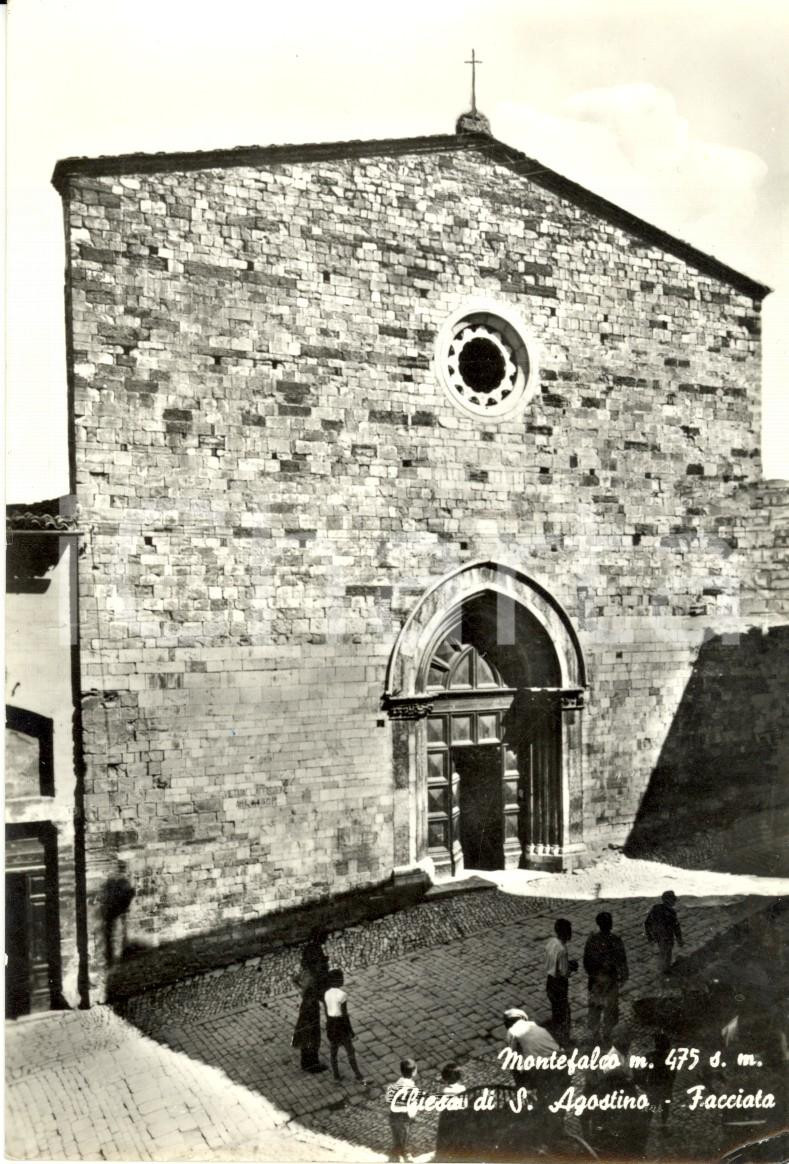 Cartolina originale da collezione 1965 MONTEFALCO PG Facciata Chiesa di SANT AGOSTINO Cartolina ANIMATA FG VG 1