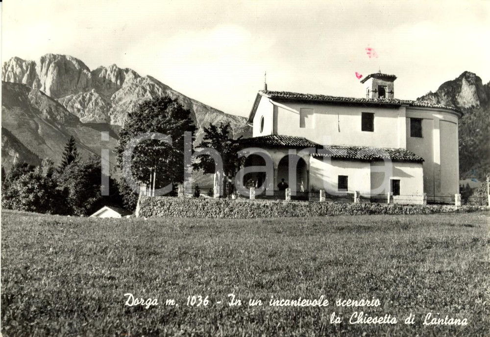 Cartolina originale da collezione 1965 CASTIONE DELLA PRESOLANA BG Frazione DORGA Chiesetta di LANTANA FG VG 1