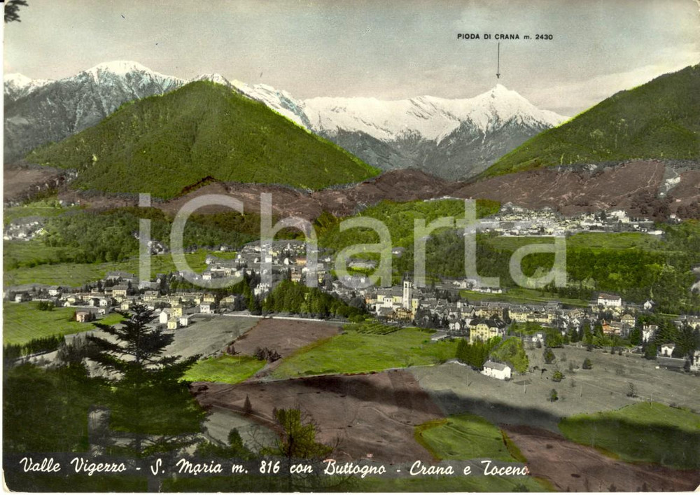 Cartolina originale da collezione 1968 SANTA MARIA MAGGIORE VB Veduta paese con BUTTOGNO CRANA e TOCENO FG VG 1