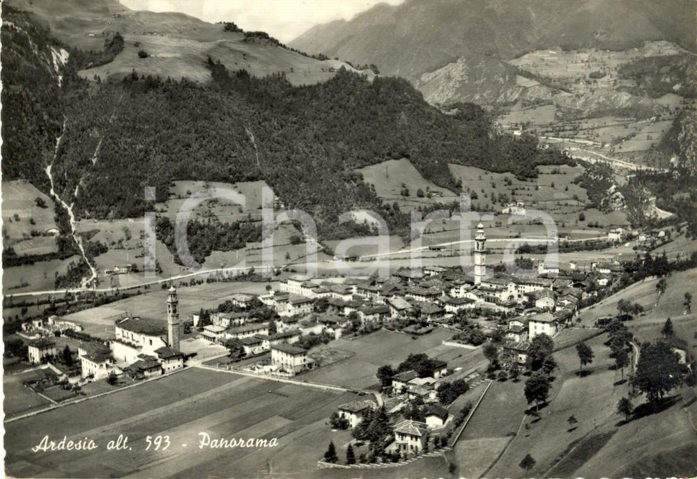 Cartolina originale da collezione 1956 ARDESIO BG Paniorama del paese e della Valle SERIANA Cartolina FG VG 1