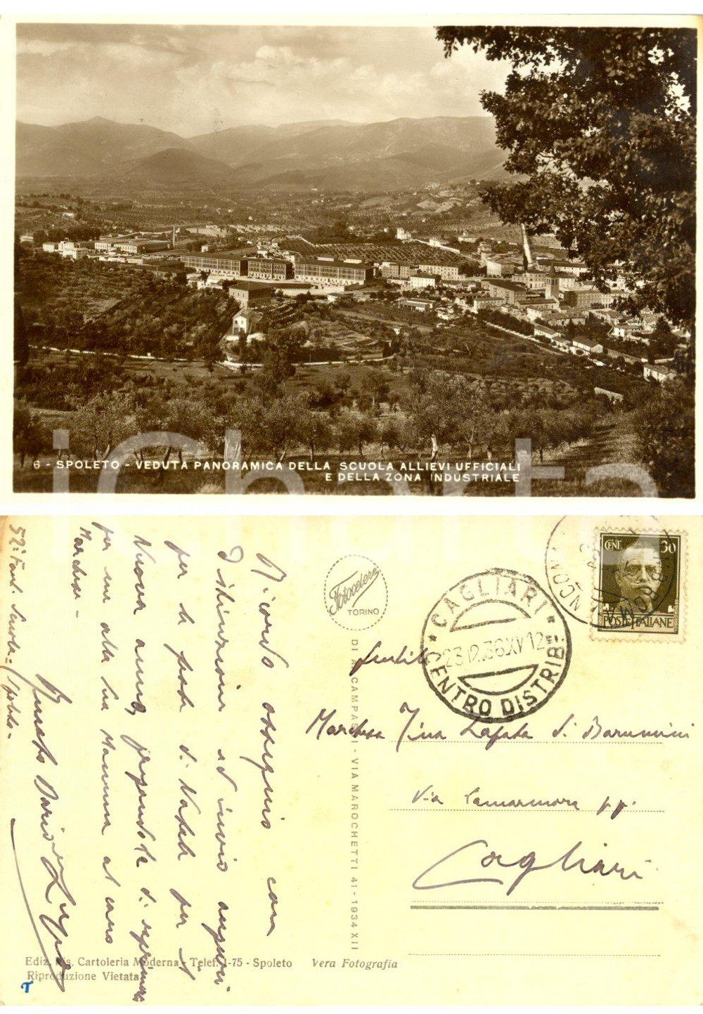 Autografo originale 1936 SPOLETO (PG) Scuola allievi ufficiali *Autografo Renato Dario LUPO FG VG 1
