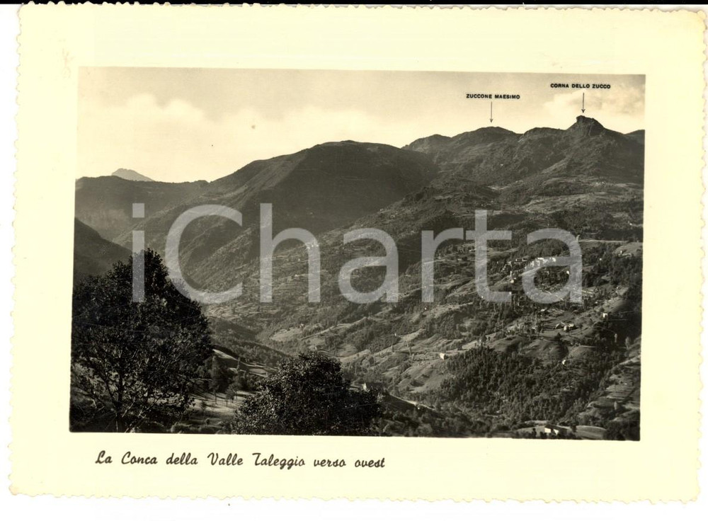 Cartolina originale da collezione 1953 VALLE TALEGGIO BG Veduta della conca verso ovest Cartolina FG VG 1