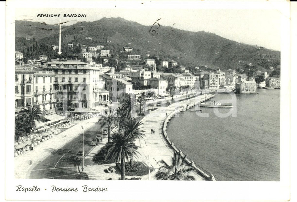 Cartolina originale da collezione 1958 RAPALLO (GE) Pensione BANDONI *Cartolina postale proprietario FG VG 1
