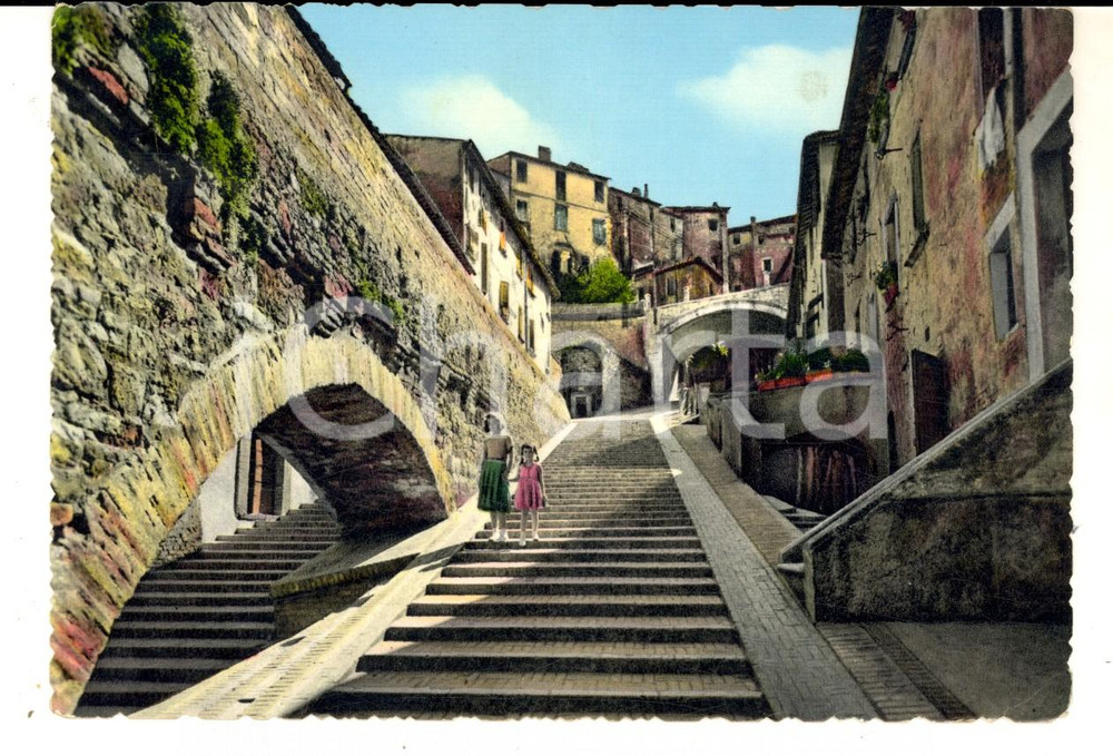 Cartolina originale da collezione 1959 PERUGIA La Via APPIA *Cartolina animata con bambine sulle scale FG VG 1