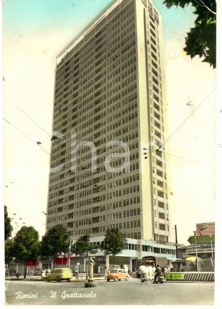 Cartolina originale da collezione 1964 RIMINI Il Grattacielo Cartolina postale pubblicitÃ  ZAGNOLI FG VG 1
