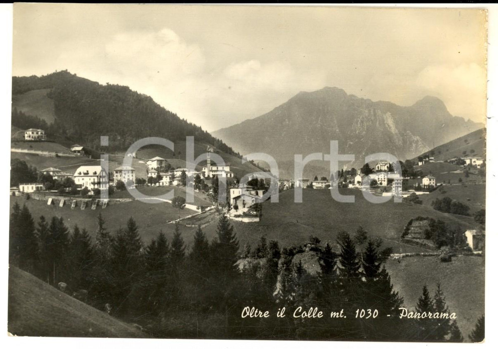 Cartolina originale da collezione 1953 OLTRE IL COLLE CO Panorama del paese Cartolina postale FG VG 1