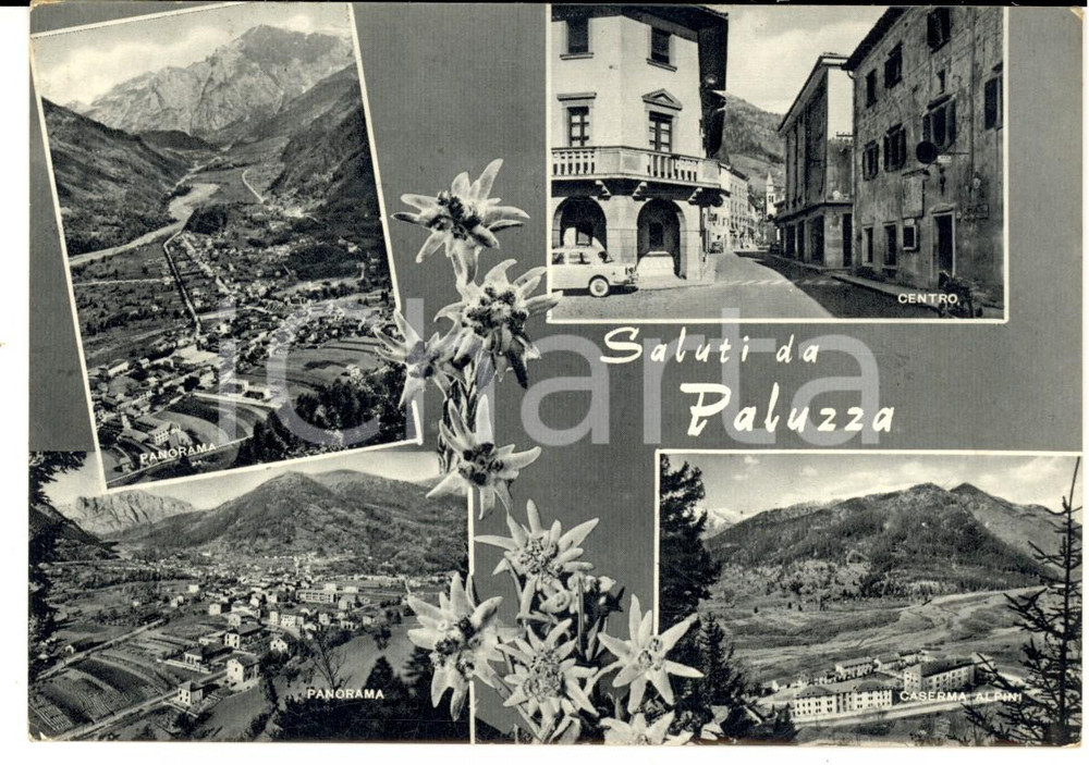 Cartolina originale da collezione 1961 PALUZZA (UD) Vedutine  con la caserma degli ALPINI *Cartolina FG VG 1