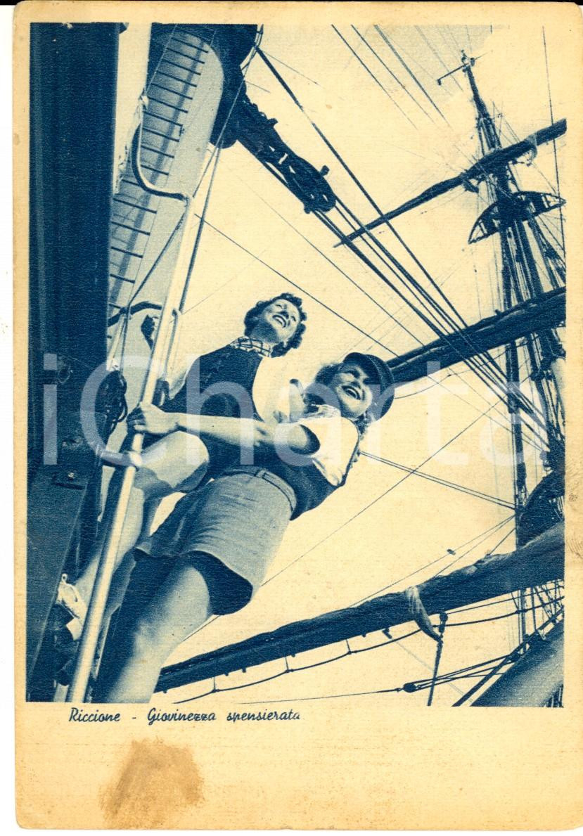Cartolina originale da collezione 1939 RICCIONE RN Giovinezza spensierata Cartolina postale VINTAGE FG VG 1
