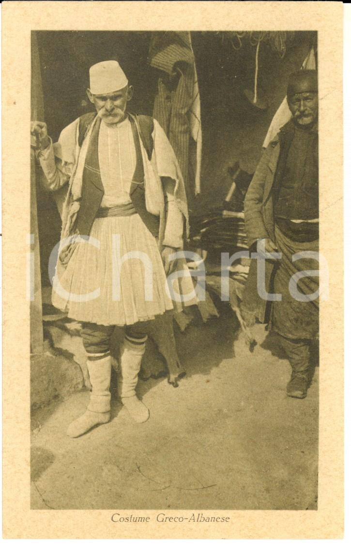 Cartolina originale da collezione 1930 ca COSTUMI ALBANIA Anziano in costume grecoalbanese Cartolina postale FP 1