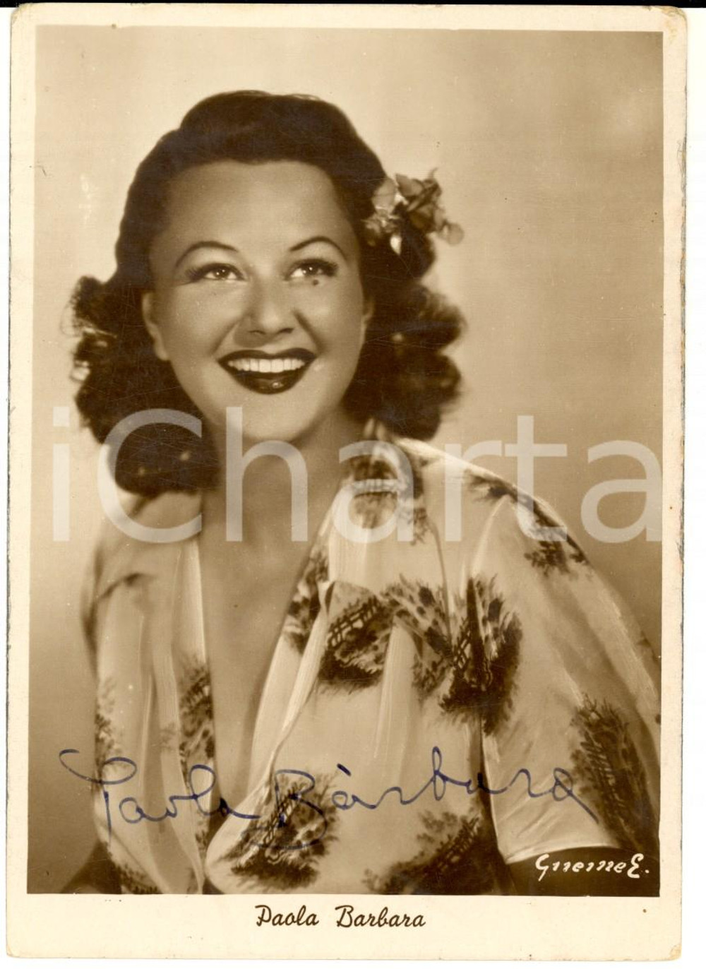 Autografo originale 1960 ca Ritratto di Paola BARBARA*Cartolina con AUTOGRAFO FG VG 1