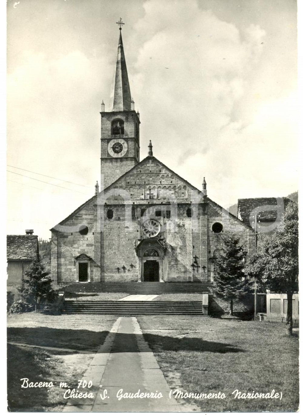 Cartolina originale da collezione 1961 BACENO (VB) La Chiesa di SAN GAUDENZIO Monumento Nazionale *Cartolina FG VG 1