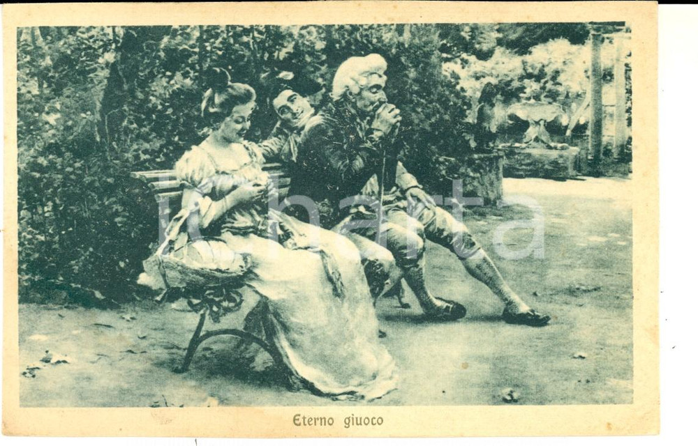Cartolina originale da collezione 1917 COSTUMI Eterno giuoco  Il seduttore inganna il vecchio Cartolina FP VG 1