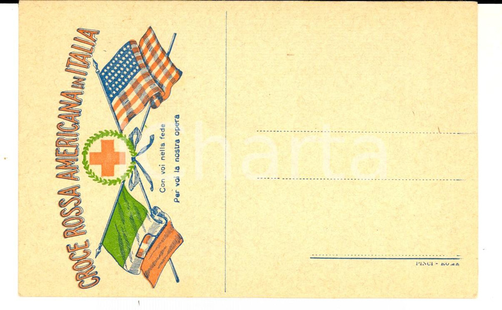 Cartolina originale da collezione 1918 CROCE ROSSA AMERICANA in Italia  Con voi nella fede Cartolina PROPAGANDA 1