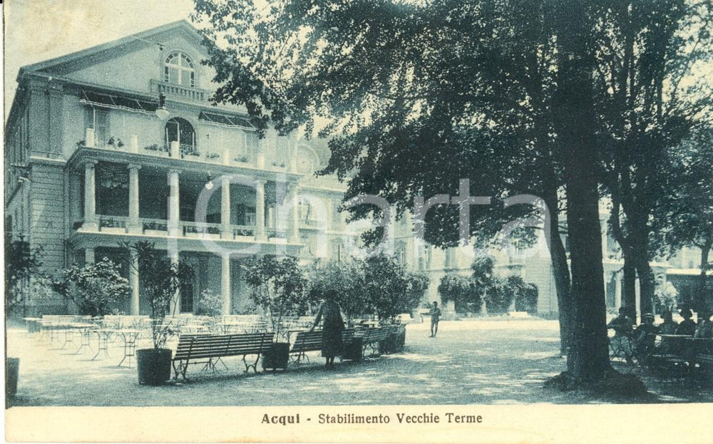 Cartolina originale da collezione 1917 ACQUI TERME AL Stabilimento VECCHIE TERME Cartolina ANIMATA FP VG 1