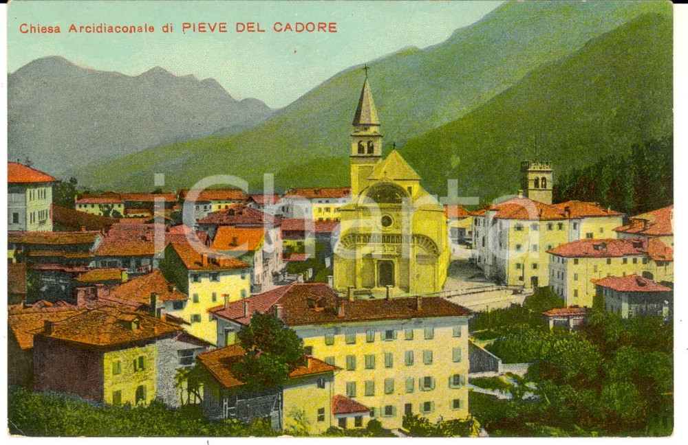 Cartolina originale da collezione 1915 ca PIEVE DI CADORE (BL) Chiesa Arcidiaconale *Cartolina FP NV 1
