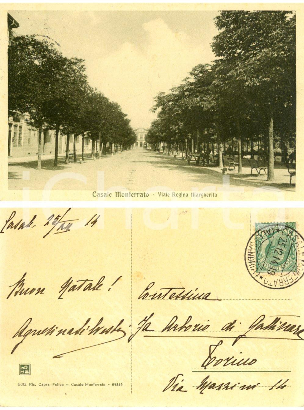 Cartolina originale da collezione 1914 CASALE MONFERRATO Viale Regina Margherita *Cartolina Agnesina di CRESTO 1