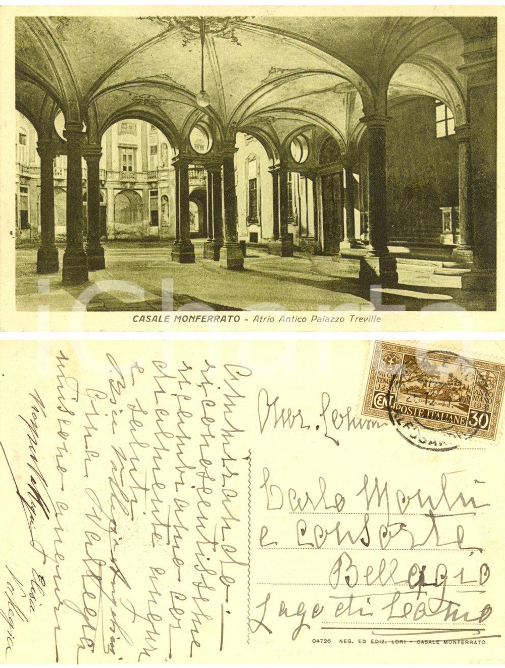 Autografo originale 1911 CASALE MONFERRATO Palazzo TREVILLE Prospero e Gina VALLEGIA  a Carlo MONTU' 1